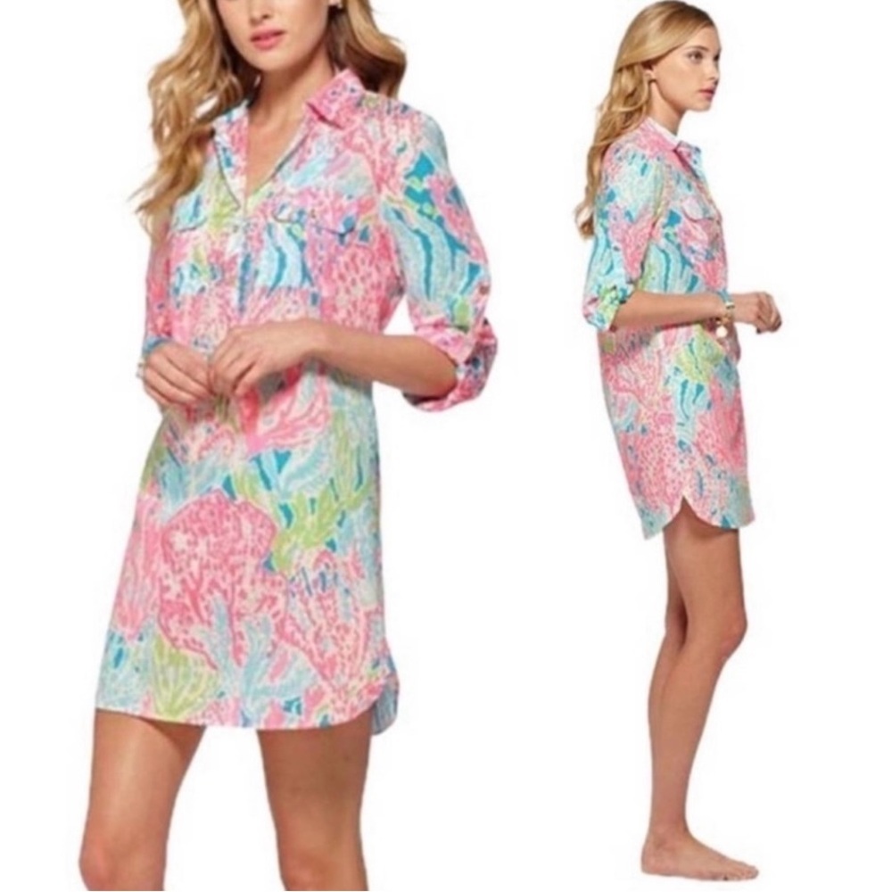 Lilly Pulitzer Captiva Tunic Dress/Cover-Up In Let’s Cha Cha Print Size Xs